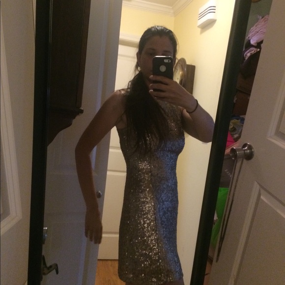 Esley Small Gold Sequin Open Back Tank Short Dress - Picture 16 of 16